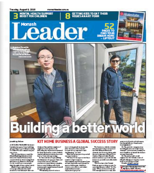 iBuild Kit Homes Global Success Storey Featured on Front Page of Monash Leader iBuild Kit Homes Global Success Storey Featured on Front Page of Monash Leader